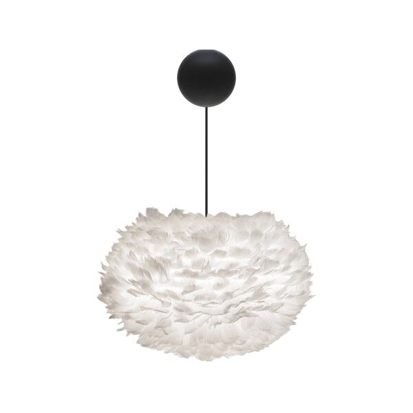 Eos Taklampe Medium Hvit med Cannonball Baldakin i Sort
