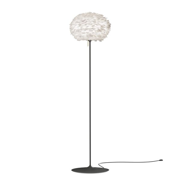 Eos Floor Lamp Medium White with Base in Black