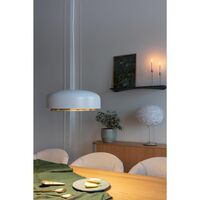 Eos Table Lamp Medium White with Base in Brushed Steel with USB