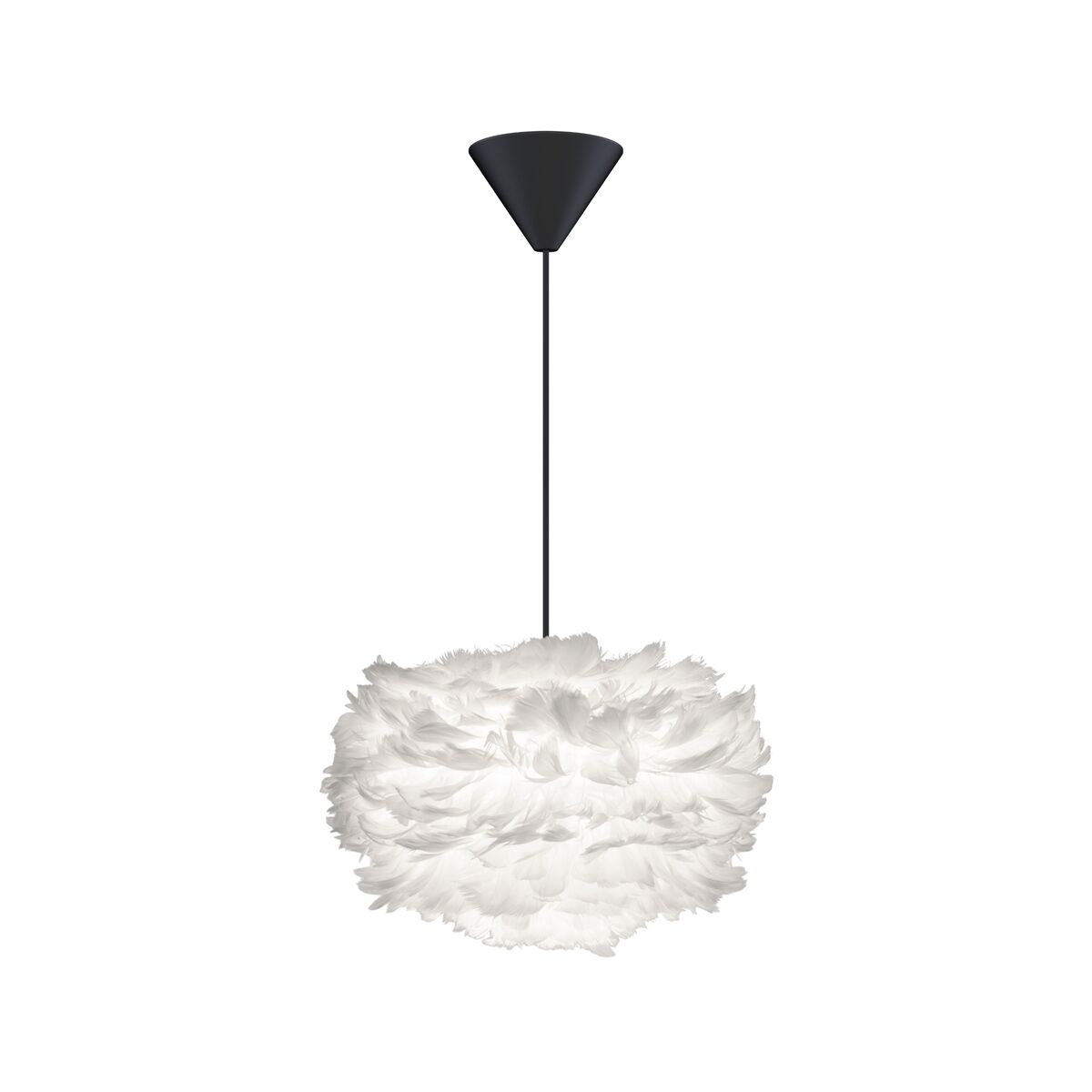 Eos Pendant Mini White with Cone Rosette in Black