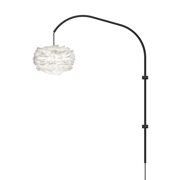 Eos Willow Single Wall Lamp Mini White with Suspension in Black