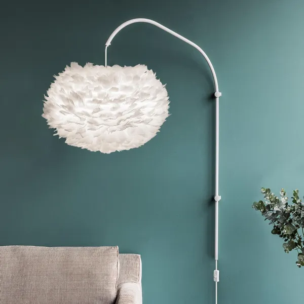 Eos Willow Single Wall Lamp Mini White with Suspension in Black