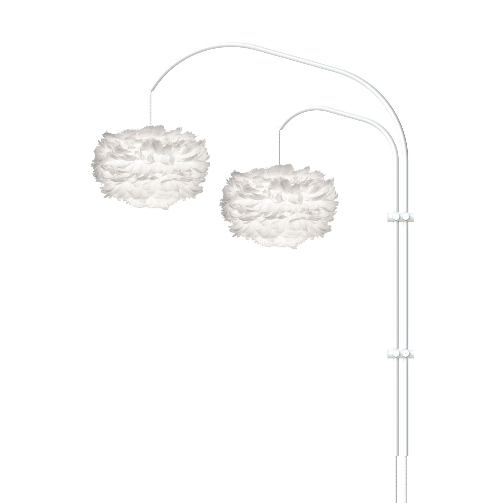 Eos Willow Dubbel V&auml;gglampa Mini Vit med Fj&auml;dring i Vit