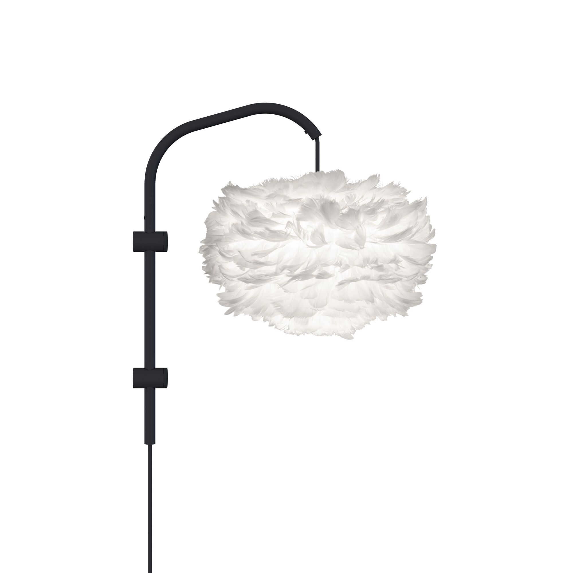 Eos Willow V&auml;gglampa Mini Vit med Fj&auml;dring i Svart