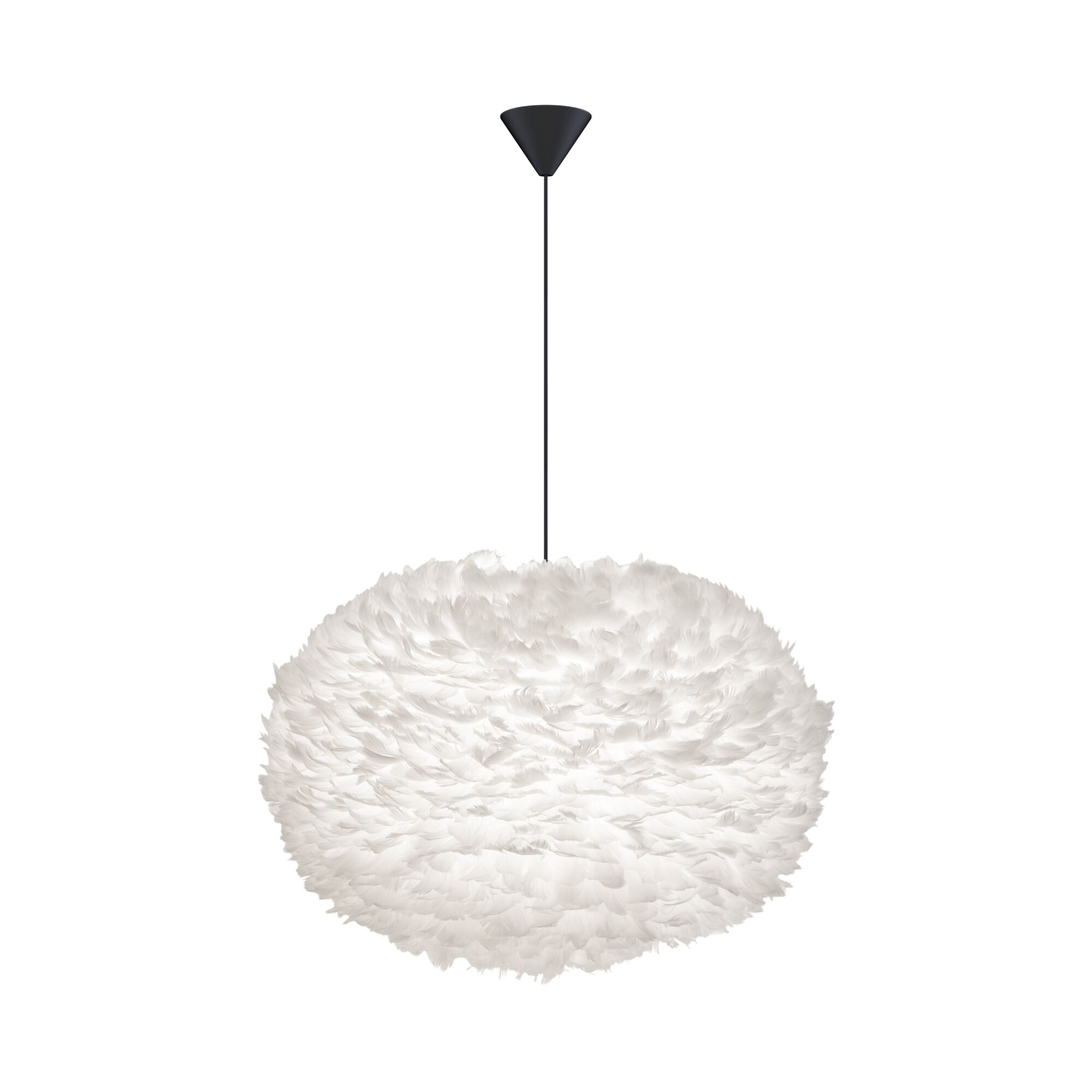 Eos Taklampe XL Hvit with Cone Baldakin in Sort