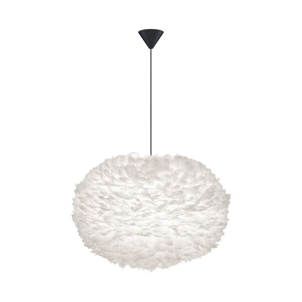 Suspension Eos XL Blanc avec Rosette Conique Noir