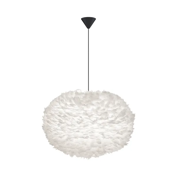 Eos Pendant XL White with Cone Rosette in Black