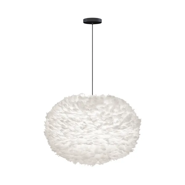 Eos Pendant XL White with Flat Rosette in Black