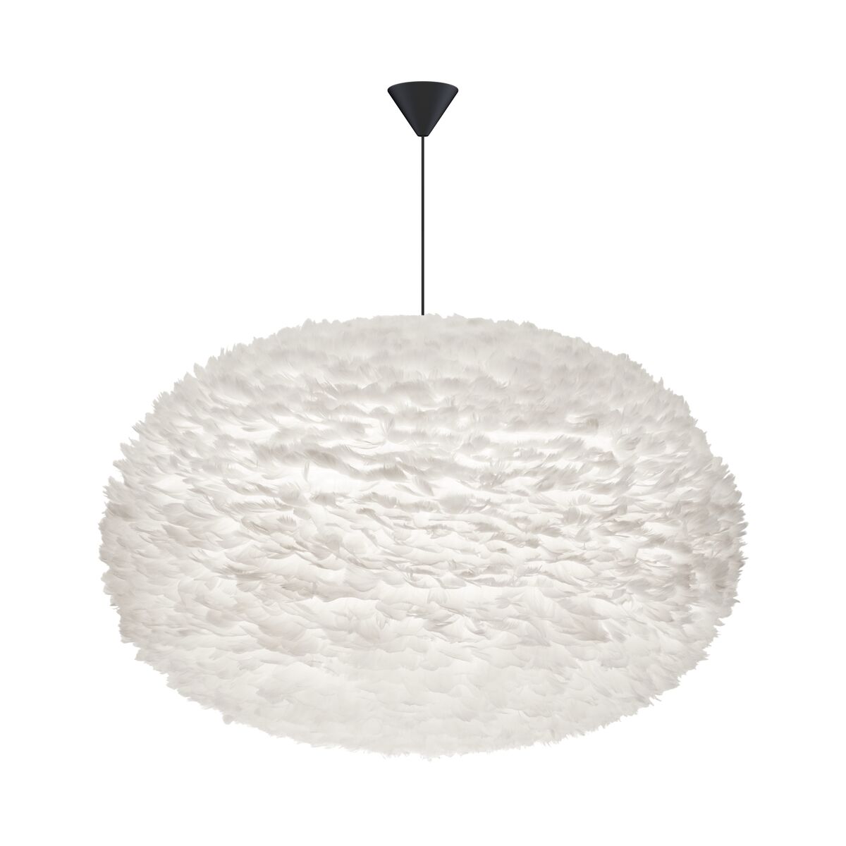 Eos Pendant XXL White with Cone Rosette in Black