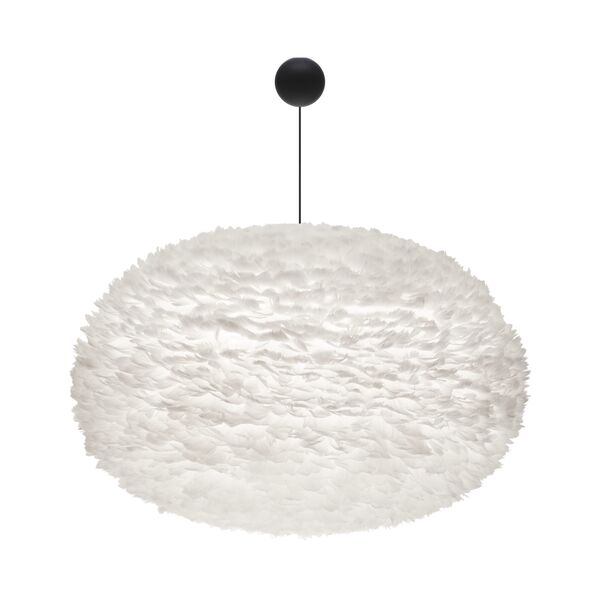 Eos Lampadario XXL Bianco con Rosone A Palla di Cannone in Nero