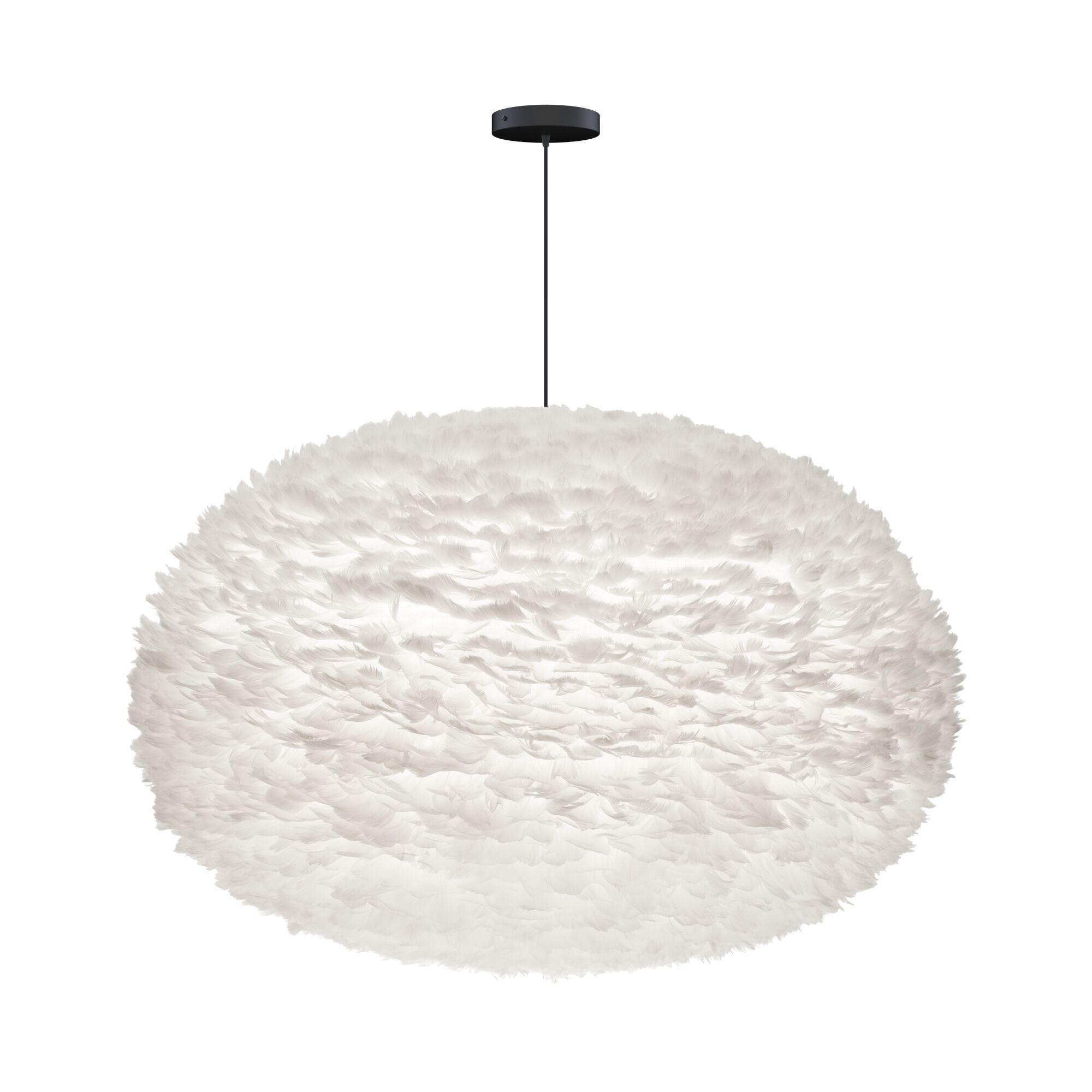 Eos Taklampe XXL Hvit med Flat Baldakin i Sort