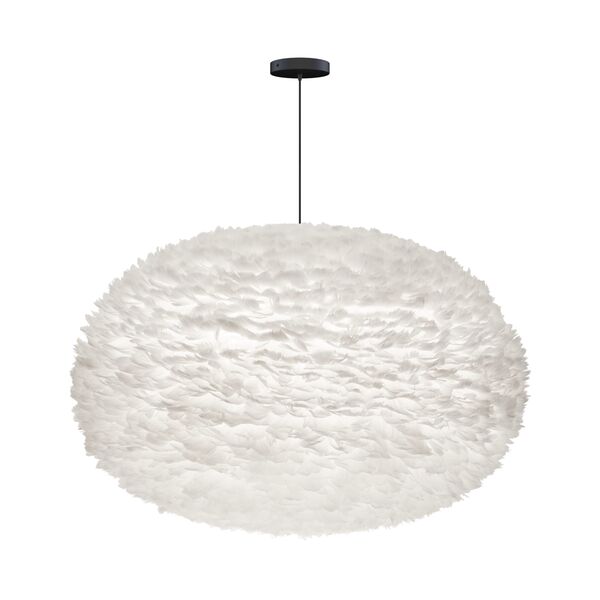 Eos Lampadario XXL Bianco con Rosone Piatto in Nero