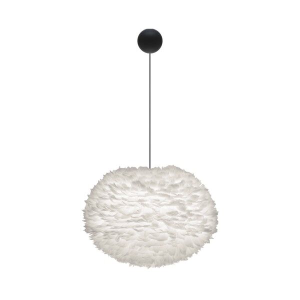 Eos Taklampe Stor Hvit with Cannonball Baldakin in Sort