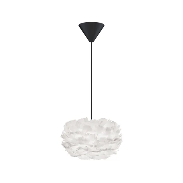 Eos Pendant Micro White with Cone Rosette in Black