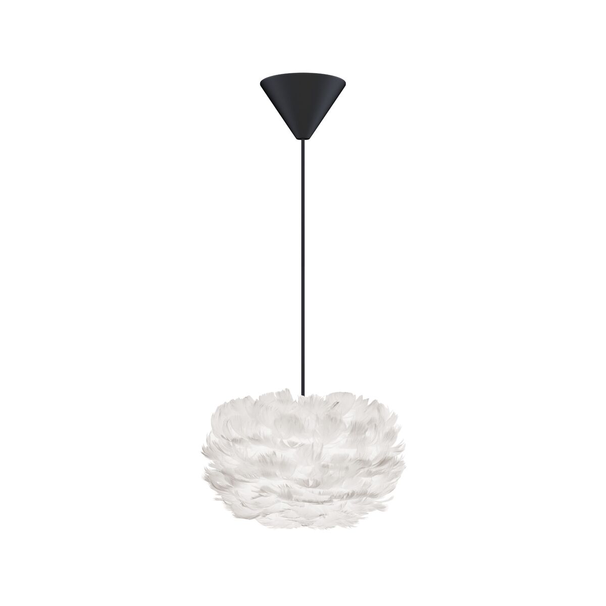 Eos Pendant Micro White with Cone Rosette in Black
