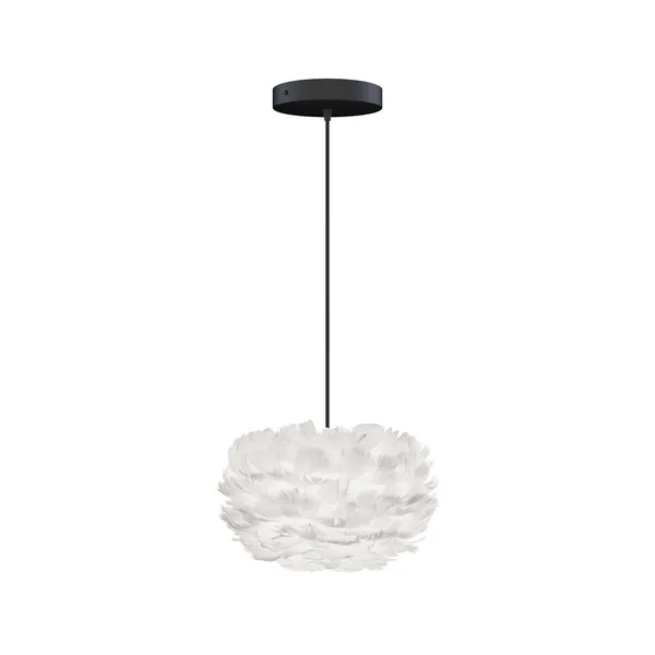 Eos Pendant Micro White with Flat Rosette in Black