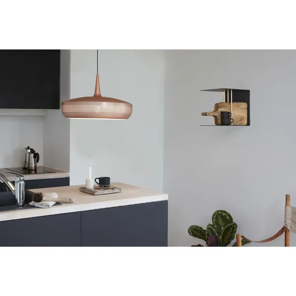 Clava Dine Pendant With Rosette Brushed Copper/White