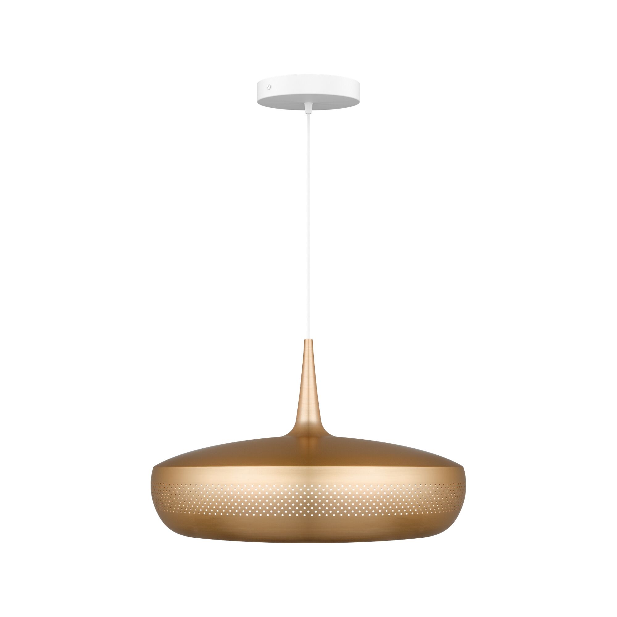 Clava Dine Taklampe Med Rosett Børstet Messing/ Hvit