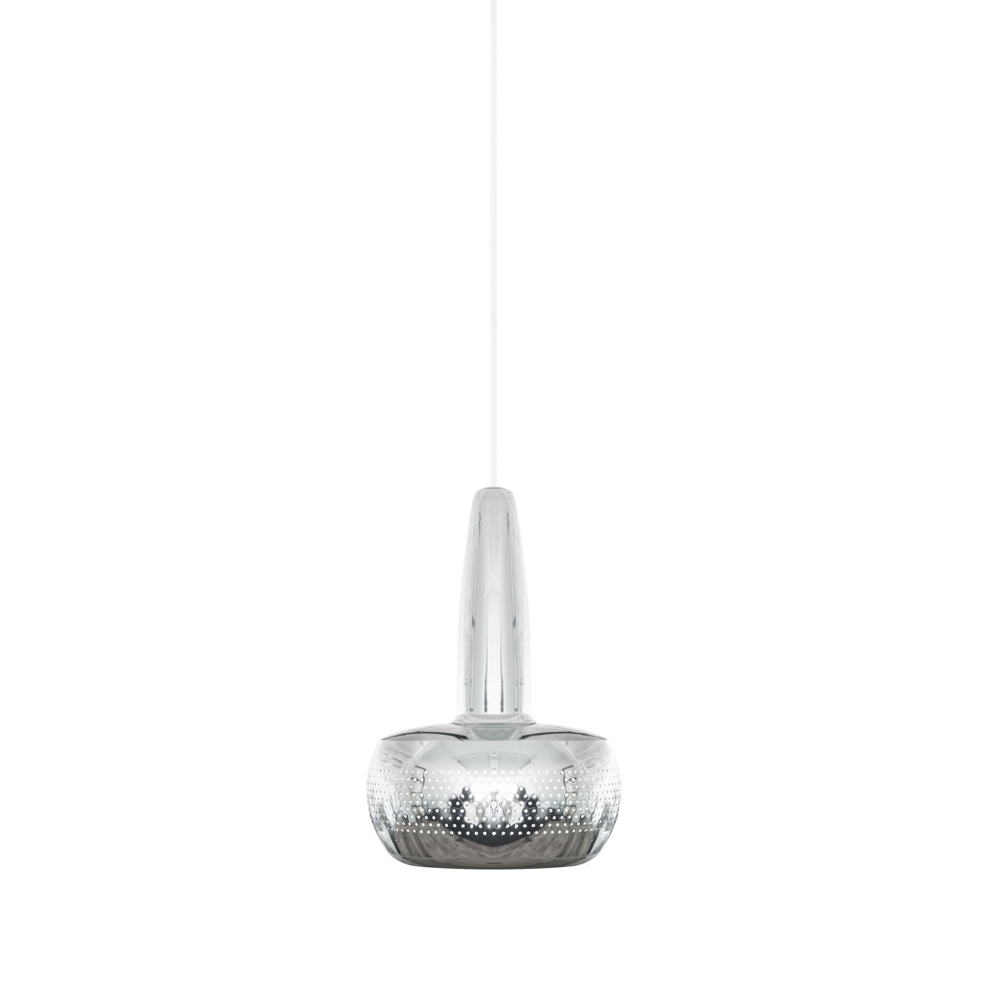 Clava Taklampe med Rosett Polert Stål/ Hvit