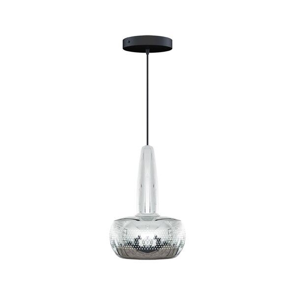 Clava Taklampa med Rosett Polerat St&aring;l/ Svart