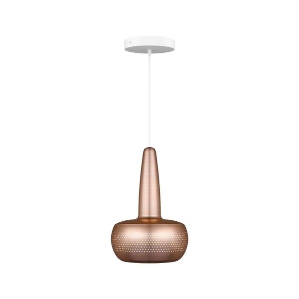 Clava Taklampe Med Rosett Børstet Kobber/Hvit