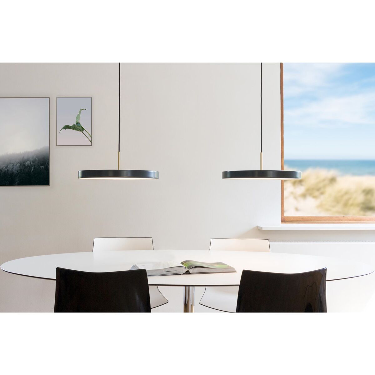 Asteria Pendant Gray with Brass Top