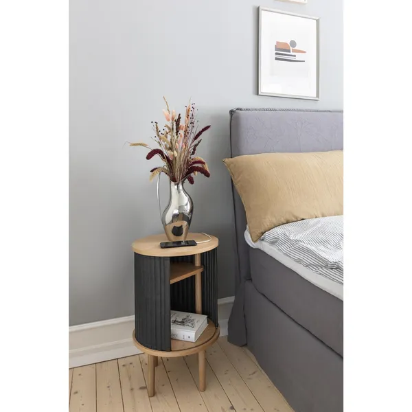Audacious Sidebord Sort Egetræ/White Sands