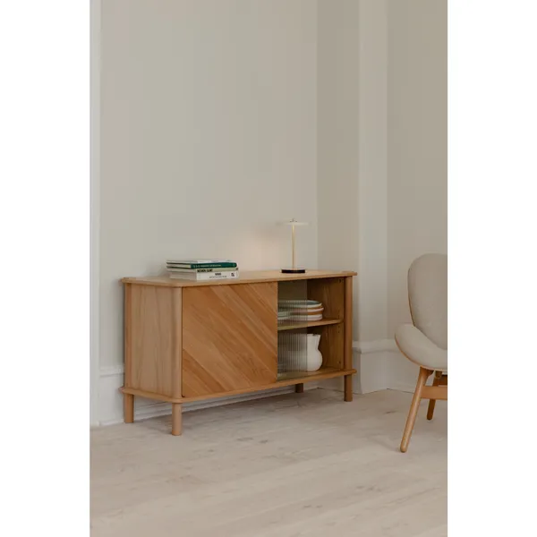 Italic Cabinet 2x Doors Dark Oak/Glass
