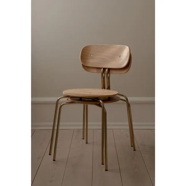 Curious Dining Chair Oak/ Brass Frame
