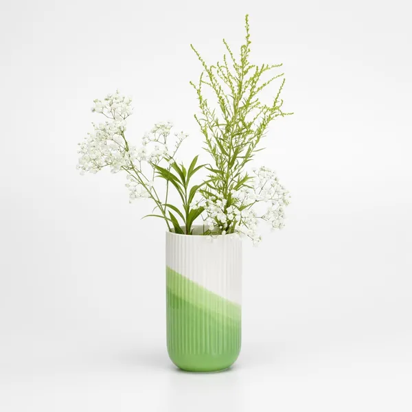 Herringbone Ribbed Vase Grün