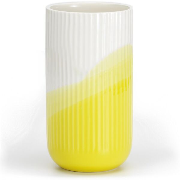 Vase Côtelé à Chevrons Jaune