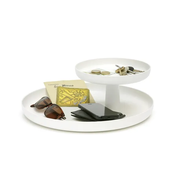 Rotary Tray Desk Storage White