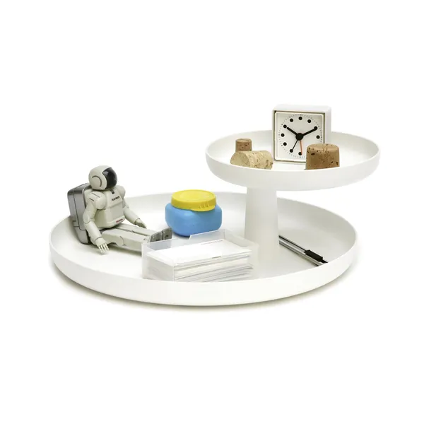 Rotary Tray Desk Storage White