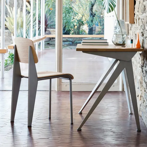 Standard Dining Chair Prouvé Blanc Colombe/Oak