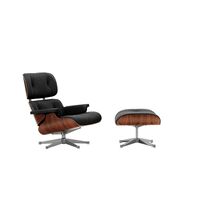 Eames Armchair With Ottoman Santos Palisander/Black Leather