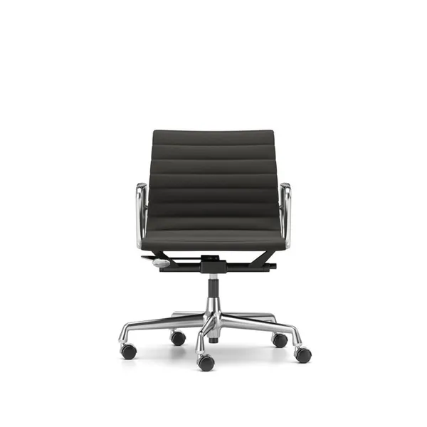 EA118 Office Chair with Swivel/Armrest/Tilt Mechanism Black Leather/ Chrome Frame