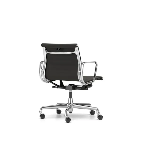 EA118 Office Chair with Swivel/Armrest/Tilt Mechanism Black Leather/ Chrome Frame