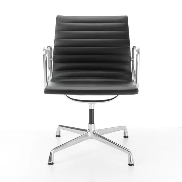 Silla de Oficina Aluminio EA 108 con Asiento Giratorio , Negro y Cromo