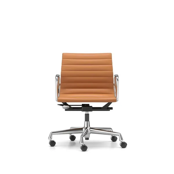 EA 118 Bureaustoel met Draai-/armleuning-/kantelmechanisme Cognac Leder/ Chroom Frame