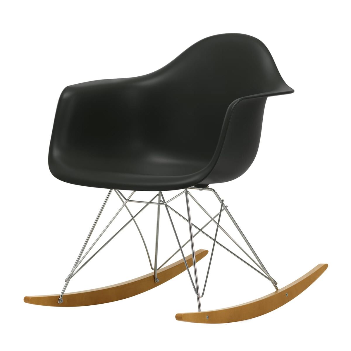 Eames Plastic RAR Fauteuil Noir Profond/Érable Doré