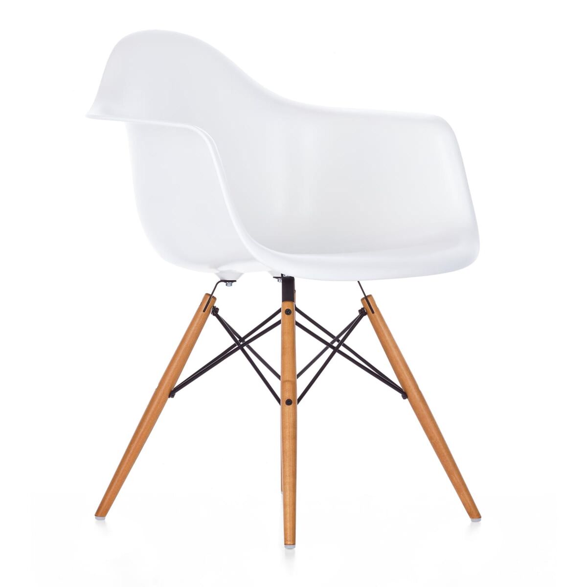 Silla de Comedor Eames Plastic DAW Blanco/ Arce Dorado