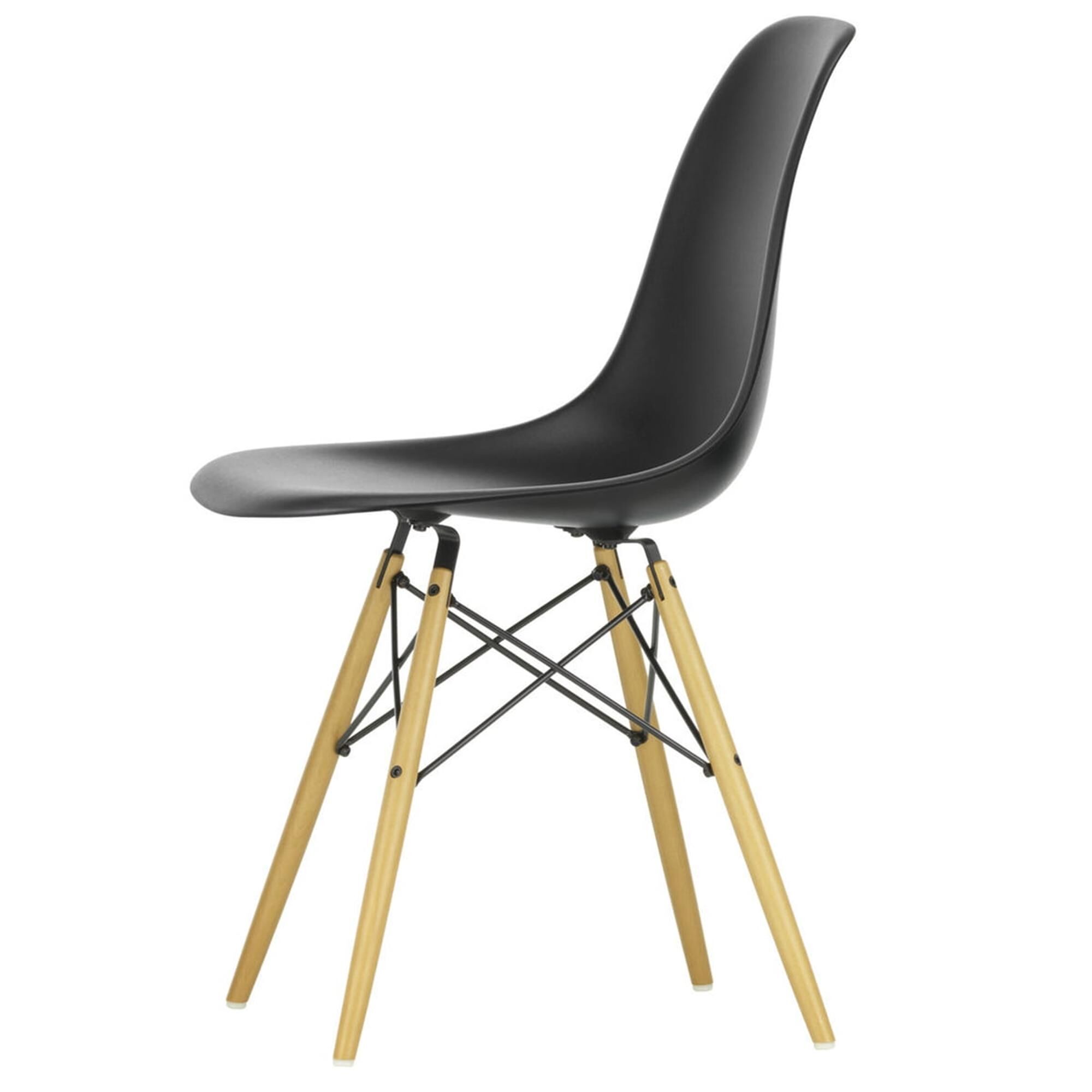 Eames Chaise de Salle à Manger en Plastique DSW Noir Profond/érable Doré
