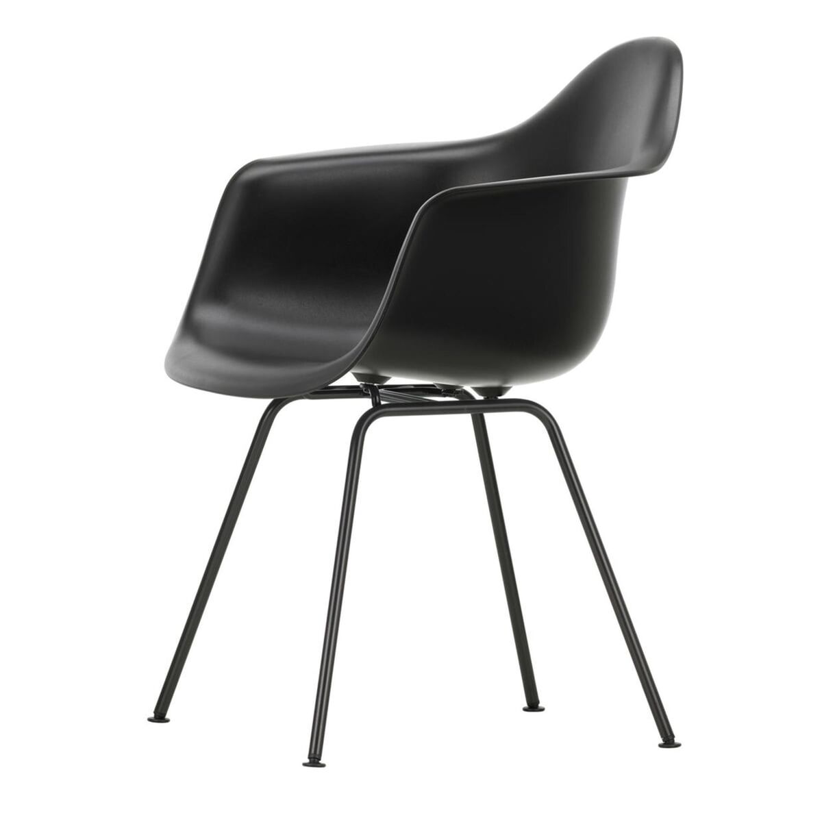 Plastikowe Krzesło do Jadalni Eames DAX z Podłokietnikiem w Kolorze Głębokiej Czerni