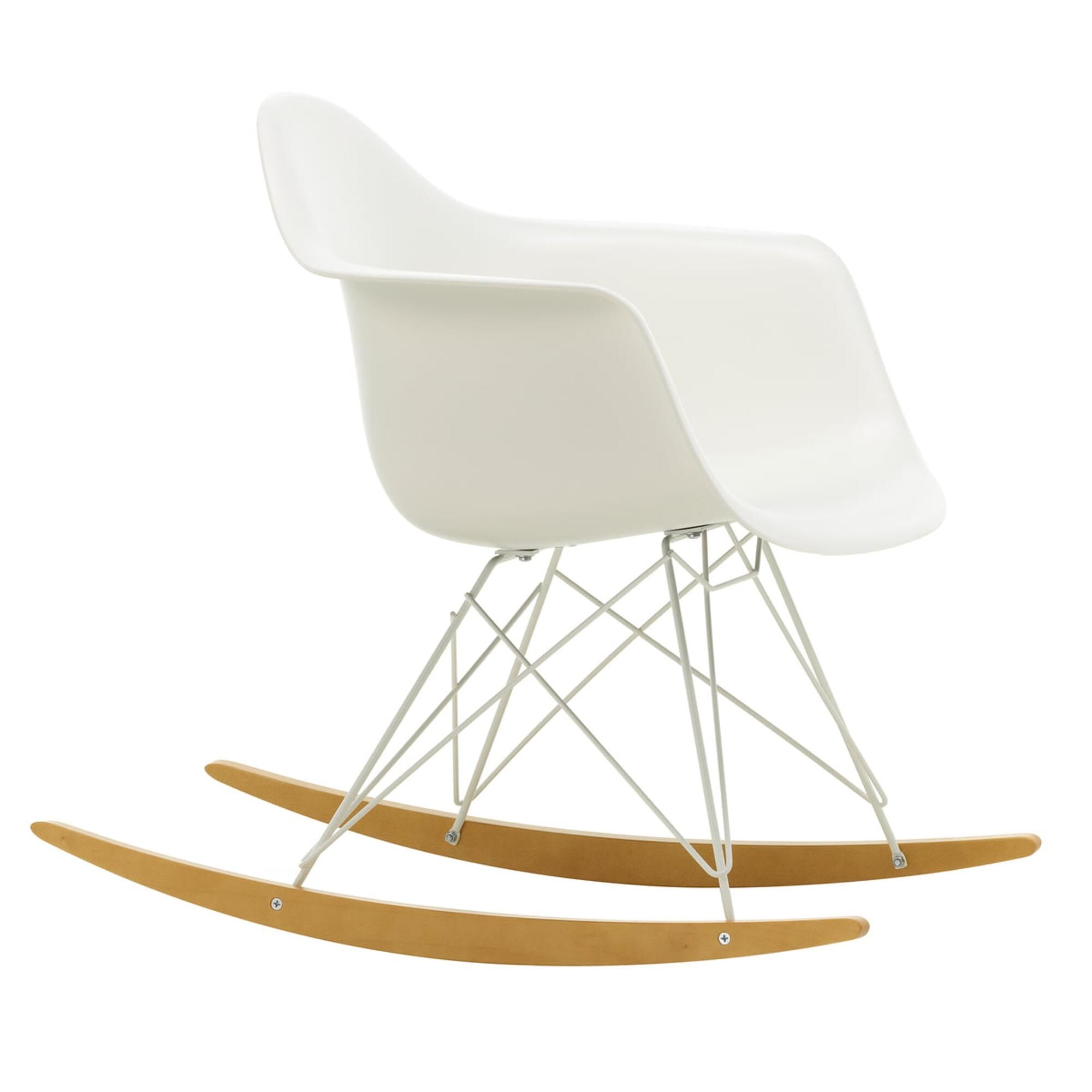 Eames Plastic RAR Lenestol Hvit/Gullen Lønn
