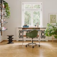 Eames Plastic PACC Kontorstol med Swivel Fuldt Polstret Sort/Hoopsak F60