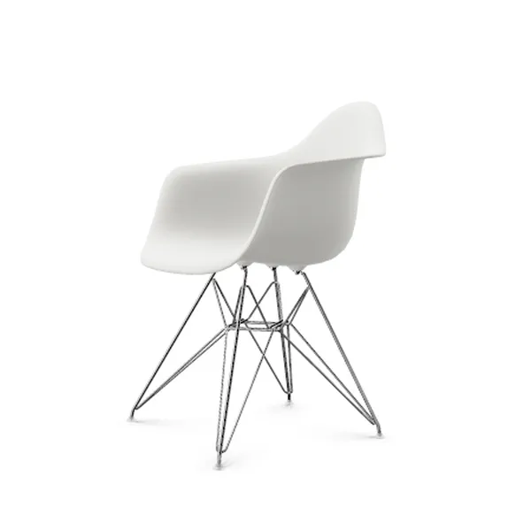 Eames Plastic DAR Spisebordsstol Hvid/Krom