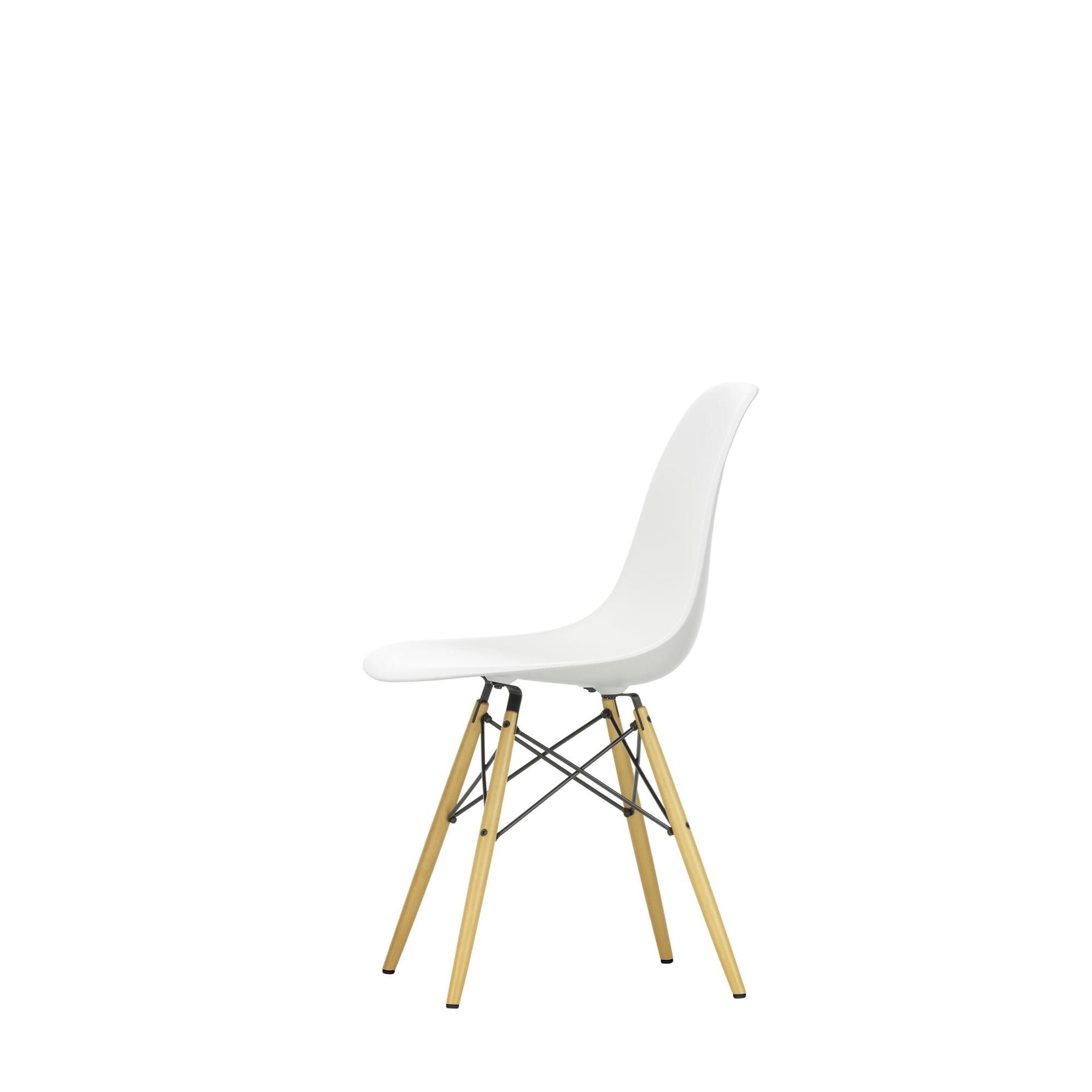 Eames Plastic DSW Chaise de Salle à Manger Blanche/Érable Doré