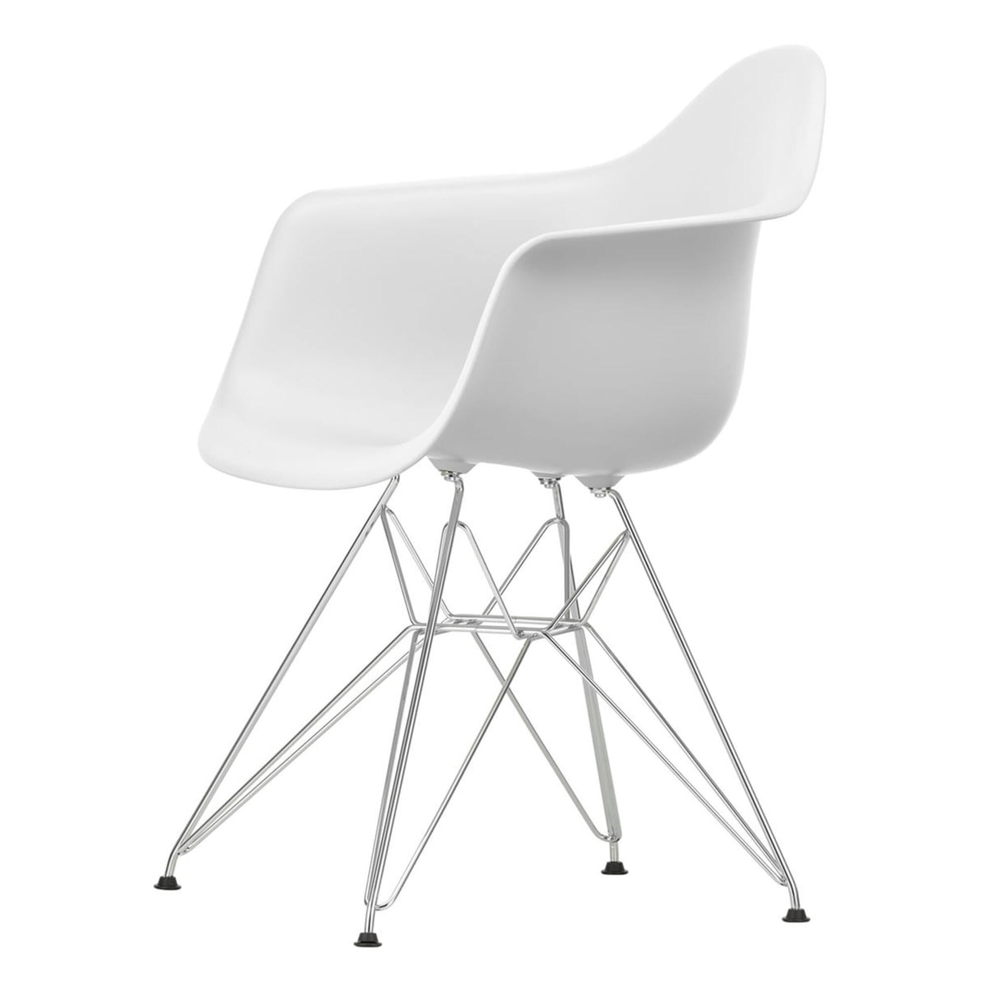 Eames Plastic RE DAR Spisestuestol Bomull Hvit/ Krom