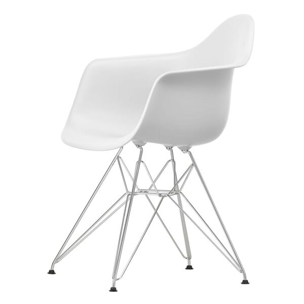 Eames Plastic RE DAR Spisestuestol Bomull Hvit/ Krom