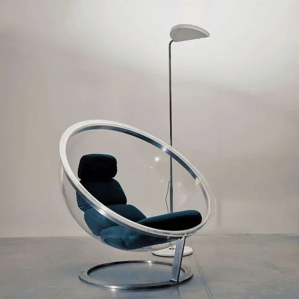 DCWéditions Mezzaluna Floor Lamp Chrome/ Black